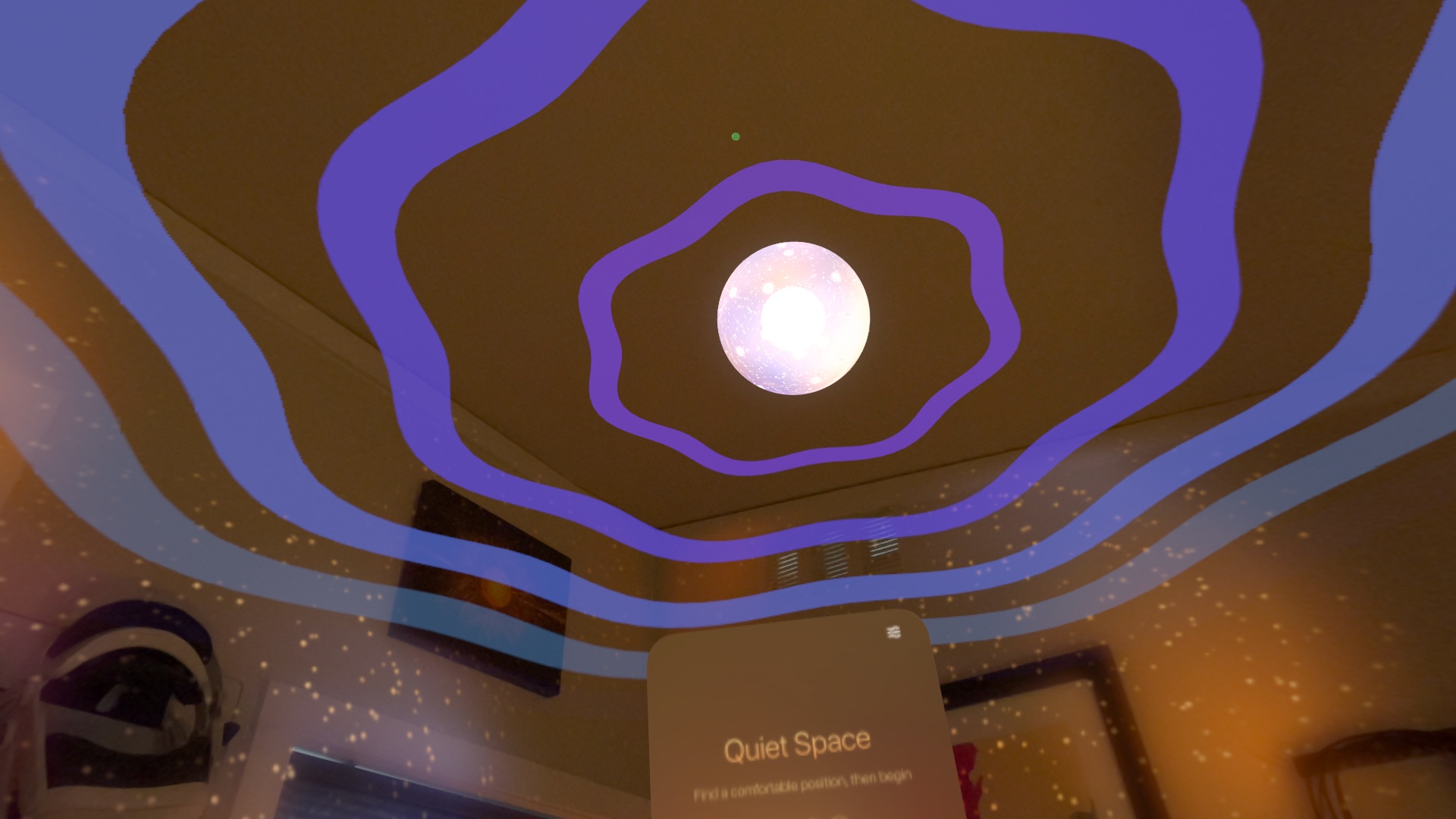 Glowing purple ripples spread across the ceiling around the orb.